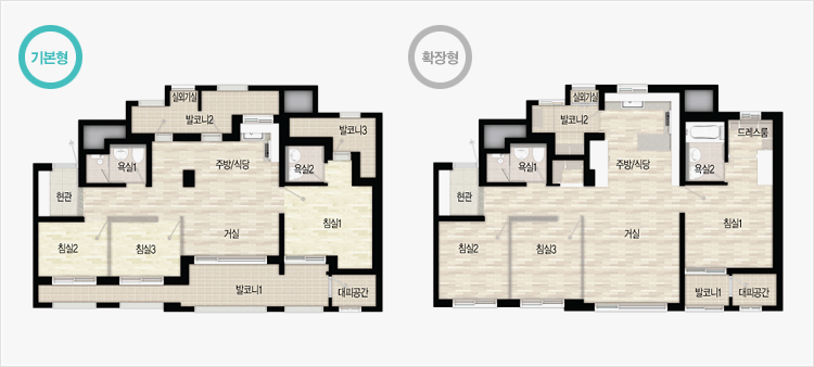59㎡A 평면도(기본형,확장형) 이미지