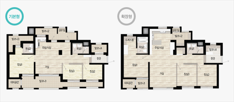 59㎡C	 평면도(기본형,확장형) 이미지