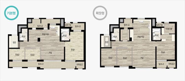 84㎡A	 평면도(기본형,확장형) 이미지